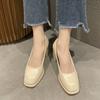 Fashion Women's Summer Footwear High Heels Shoes for Woman 2024 Square Toe Pumps Moccasins Office On Heeled White Casual Slip Non Spring
