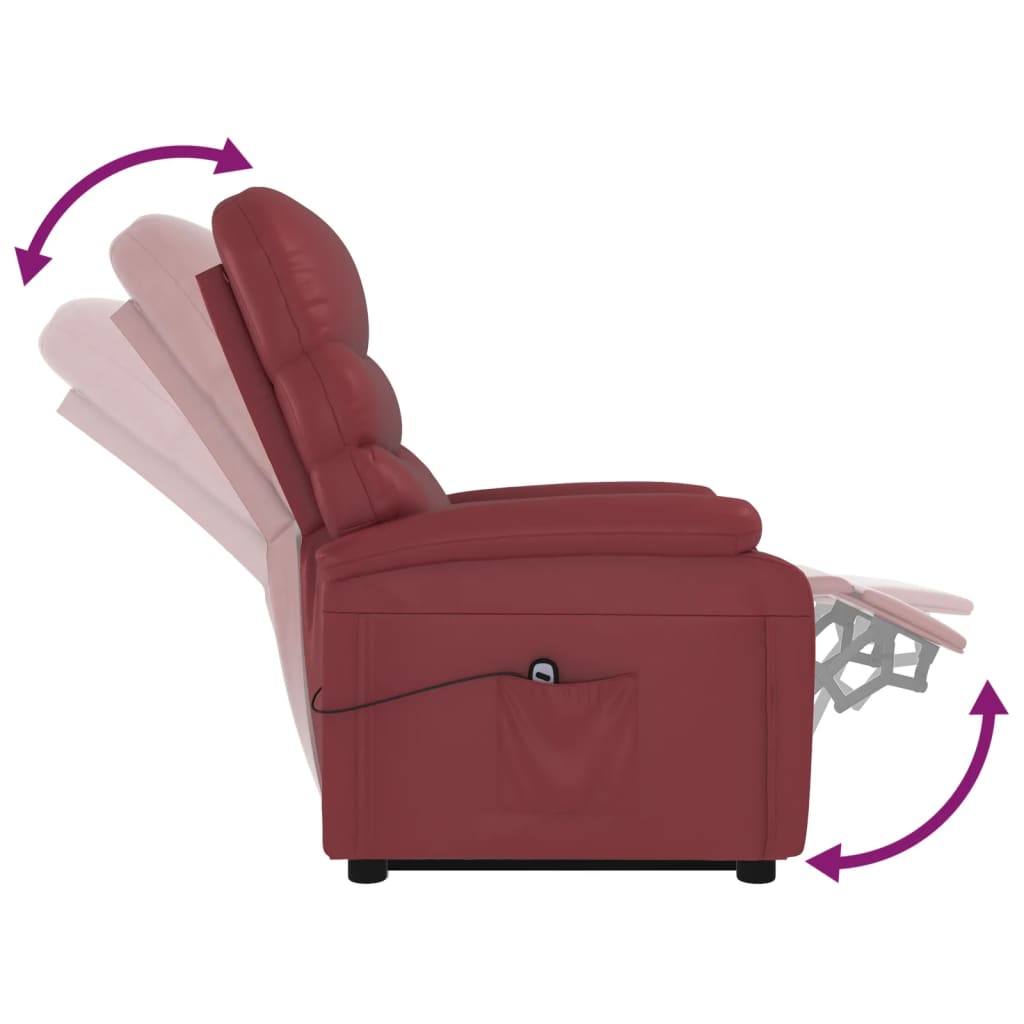 Recliner Chair in Burgundy Artificial Leather