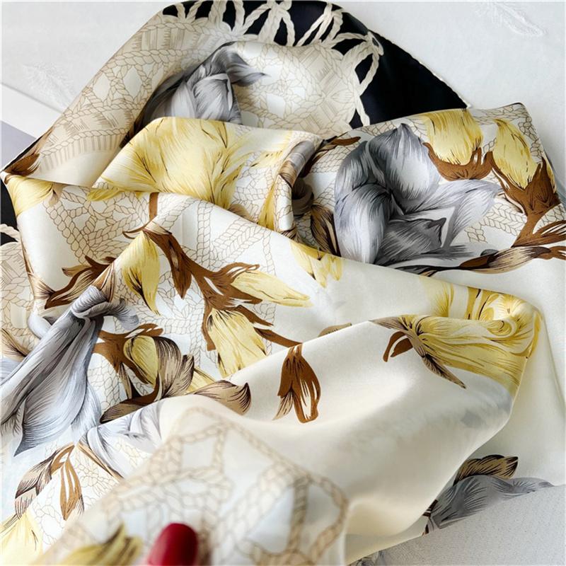 110*110 см квадратный шелковый шарф женский модный принт маленький шейный платок офисный женский пояс для волос носовой платок женский платок шаль шарф