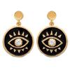 [Q8415] - Gold Plated 'Cleopatra' Black Gold Earrings (eye) - 20x14 Mm