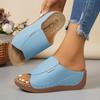Fashion Women Wedge Slippers Summer 2025 New Fashion Slippers Open Toe Breathable Sandals Comfortable Buckle Woman Shoes Slides Women
