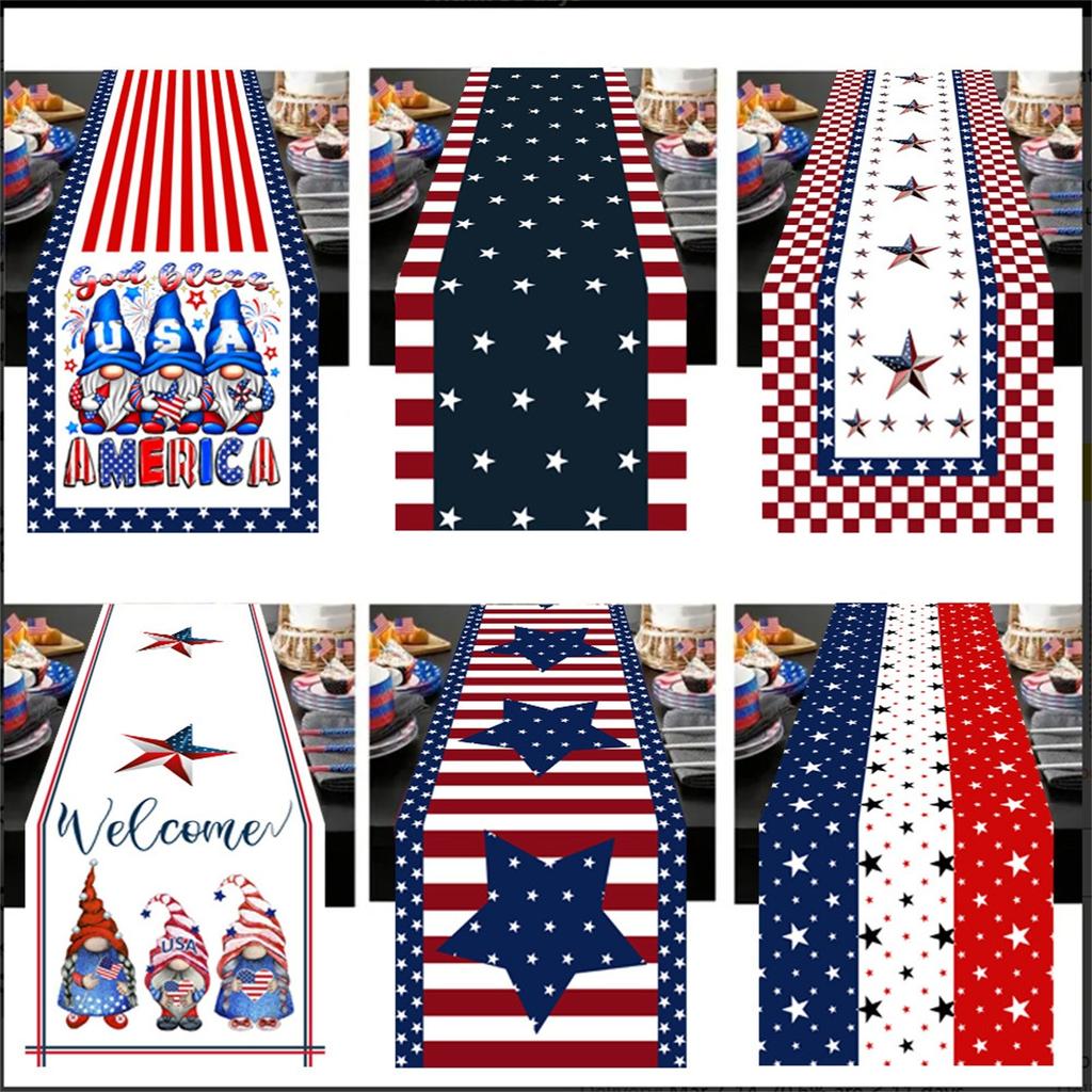 Creative Independence Day Polyester Cotton Printed Table Flag Table Decorations