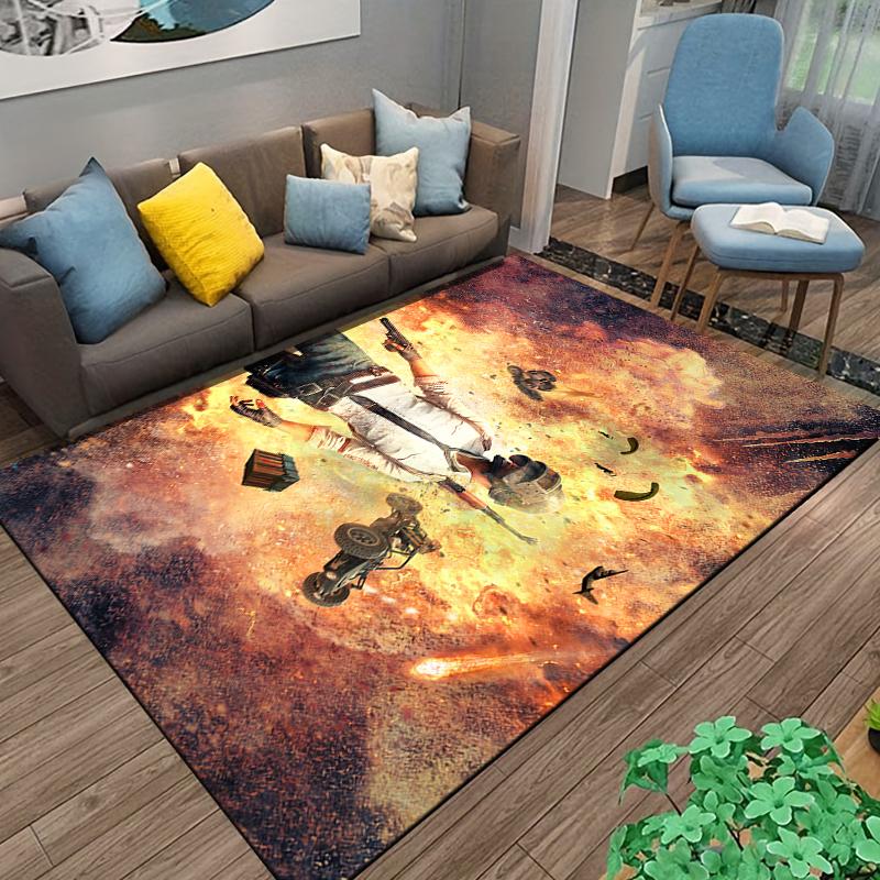 Explosive Game Scene Rug with Stylish Gamer in Action Suitable for use as an anti-slip game mat for living room and bedroom sofas