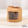 12PCs/set Kraft Paper Ribbon Candy Box Transparent Window Brown White Gift Packaging Boxes Wedding Party Favor Gifts Bags