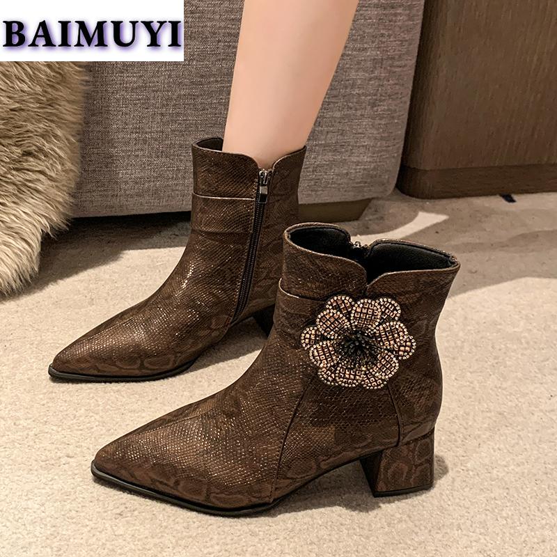 Женские туфли с цветочным принтом и острым носком на высоком каблуке, ботильоны 2025 года, трендовые сексуальные роскошные туфли-лодочки на молнии для выпускного вечера, новые туфли-лодочки Chelsea Mujer