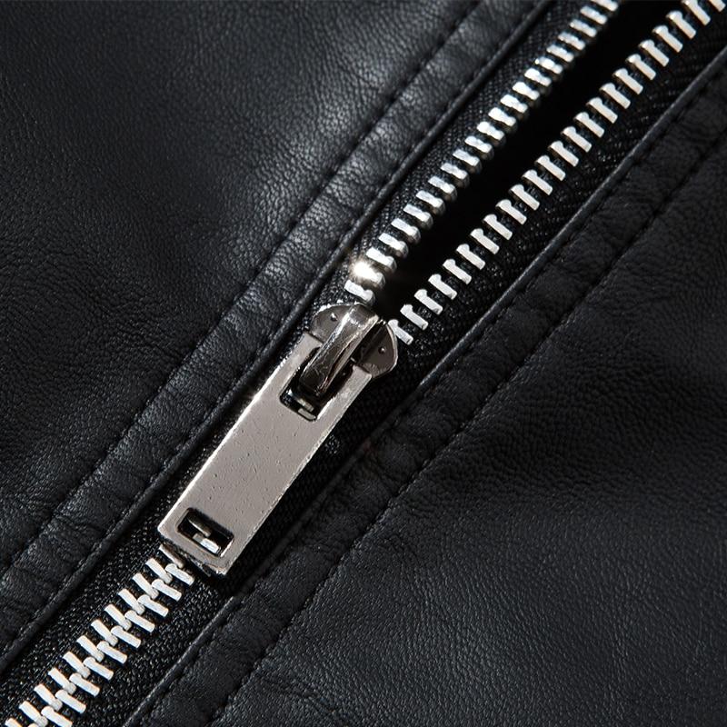 Мужская черная кожаная куртка Мотоциклетная куртка Модная новая тонкая повседневная мужская кожаная куртка Мотоциклетная куртка