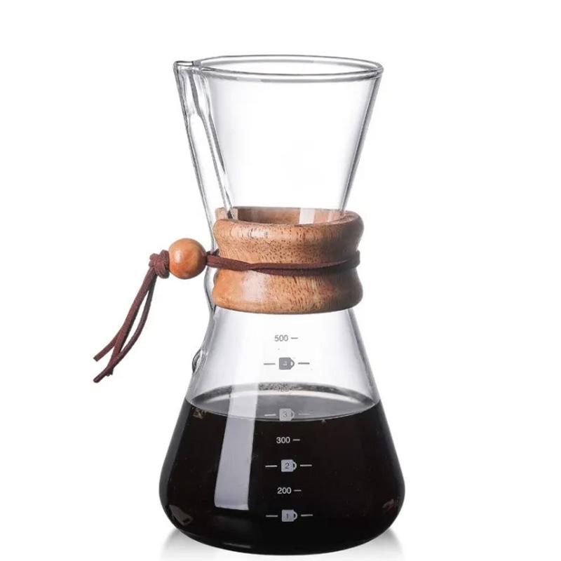 400-800ML Stainless Steel Filter Pot Resistant Glass Maker Coffee Pot Espresso Coffe Machine Tea Water Pot Set Coffee Maker