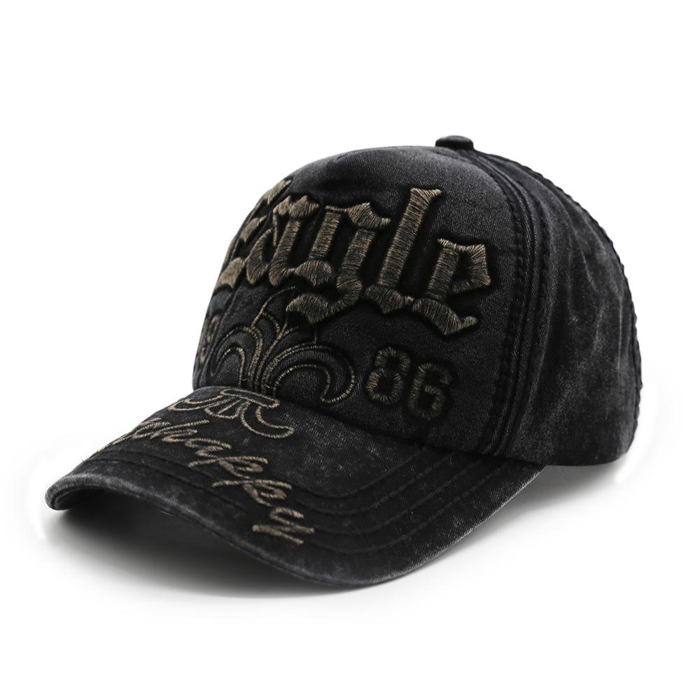 Denim Cowboy Baseball Cap Adjustable Trucker Hat for Men Women Vintage Dad Hat Casual Sports Cap Washed Distressed Dad Hat Unisex Embroidered Cap