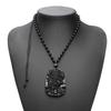 for Men Auspicious Beaded Chain Stone Rope Dragon Totem Pendent Necklace Carved Natural Obsidian