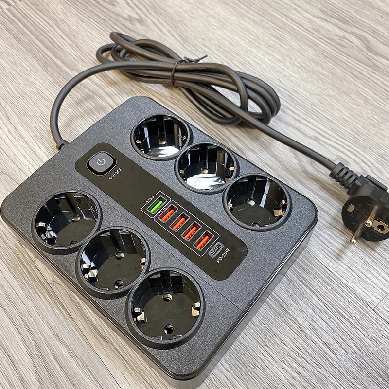 PD+USB 38 Вт Высокоскоростная зарядка Сетевой фильтр Розетка переменного тока ЕС Удлинитель для умного дома Электрический адаптер Двойная быстрая зарядка Высокая мощность