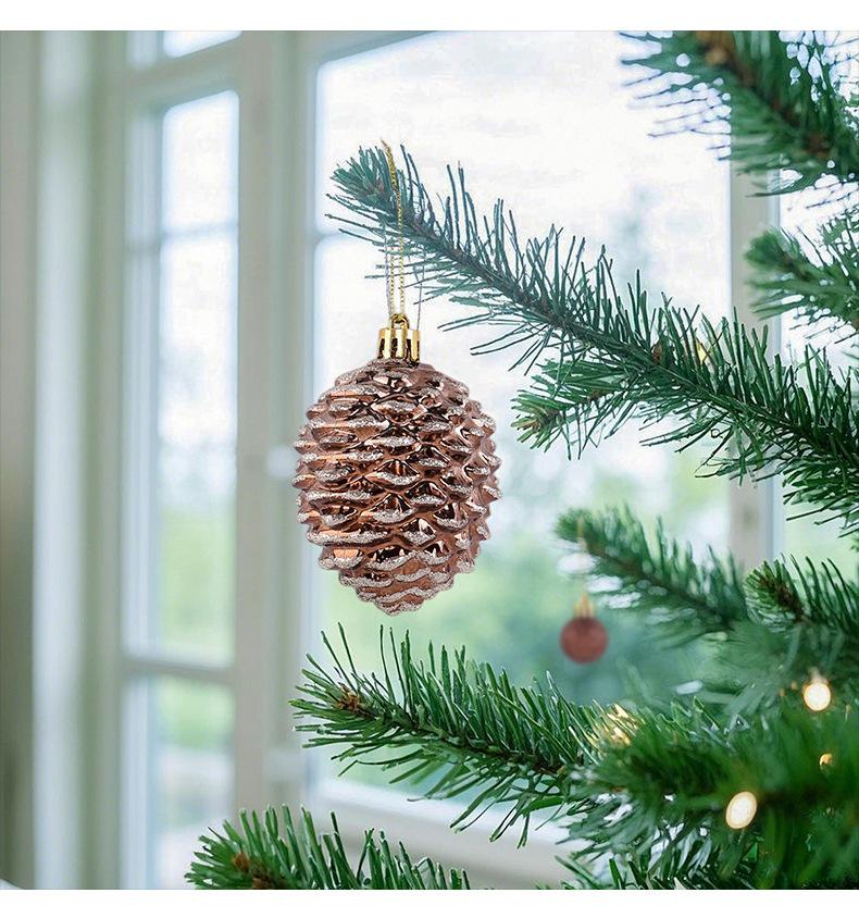 Painted Christmas Ball Ornaments & Pine Cones Set for Tree Decoration & Window Display