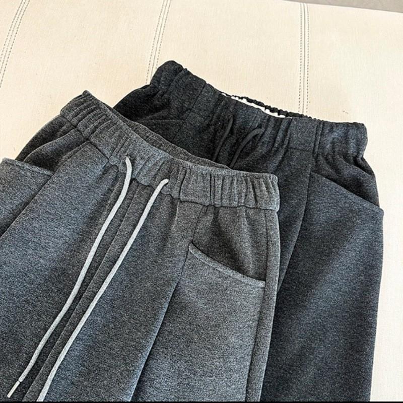 2026 Womens High-Waisted Wide-Leg Wool-Blend Flared Trousers Thickened Fleece-Lined Fall Winter Pants
