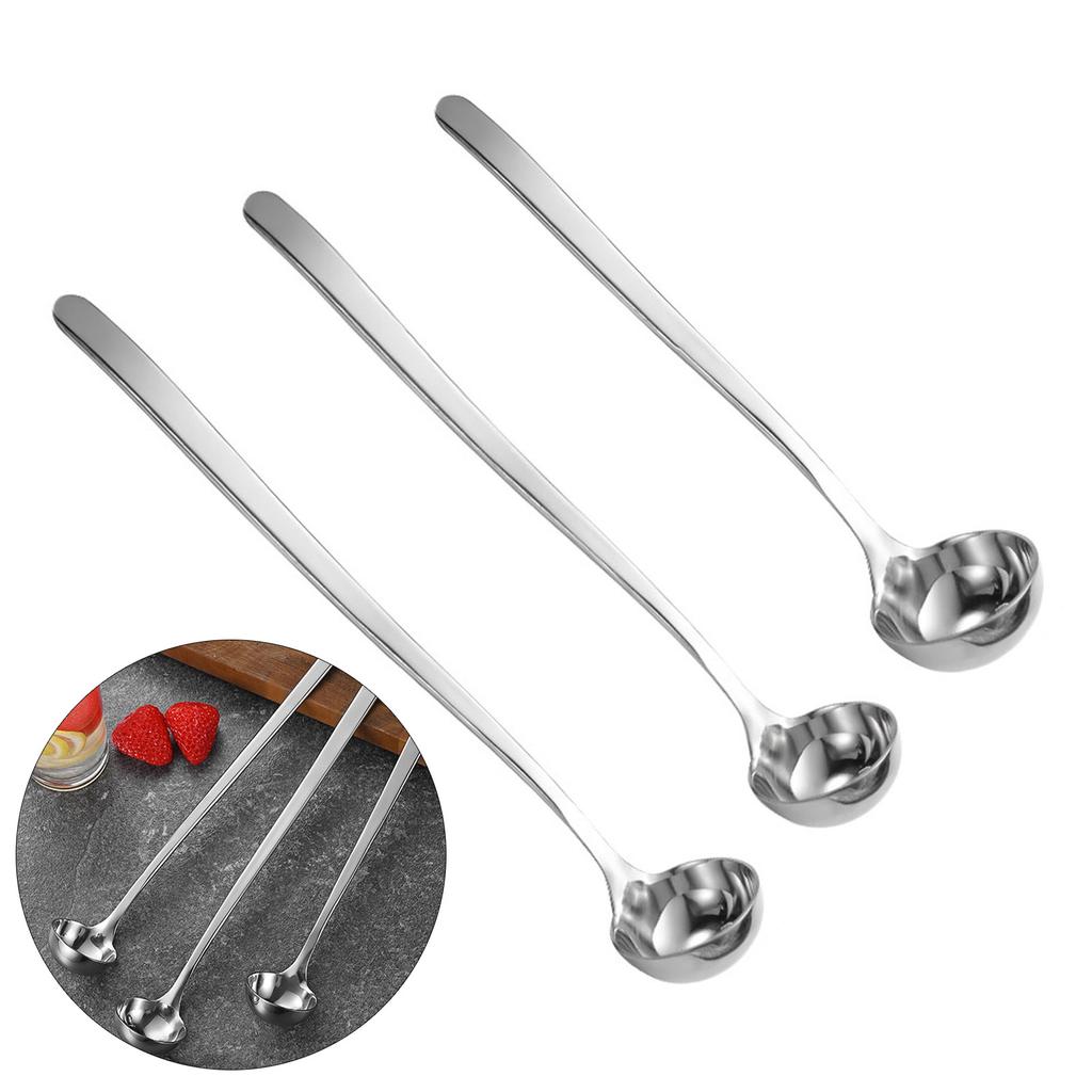 Десертная ложка из нержавеющей стали с длинной ручкой для размешивания чая, кофе, кухонная ложка для смешивания десертов, молочных коктейлей, салатов