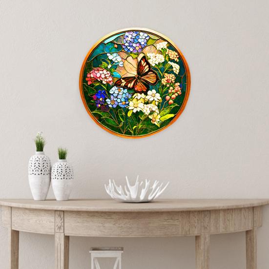 Colourful Butterfly Wreath Pendant Imitation Glass Insect Garland Hanging Acrylic Plate Decoration Summer Festival Decorations