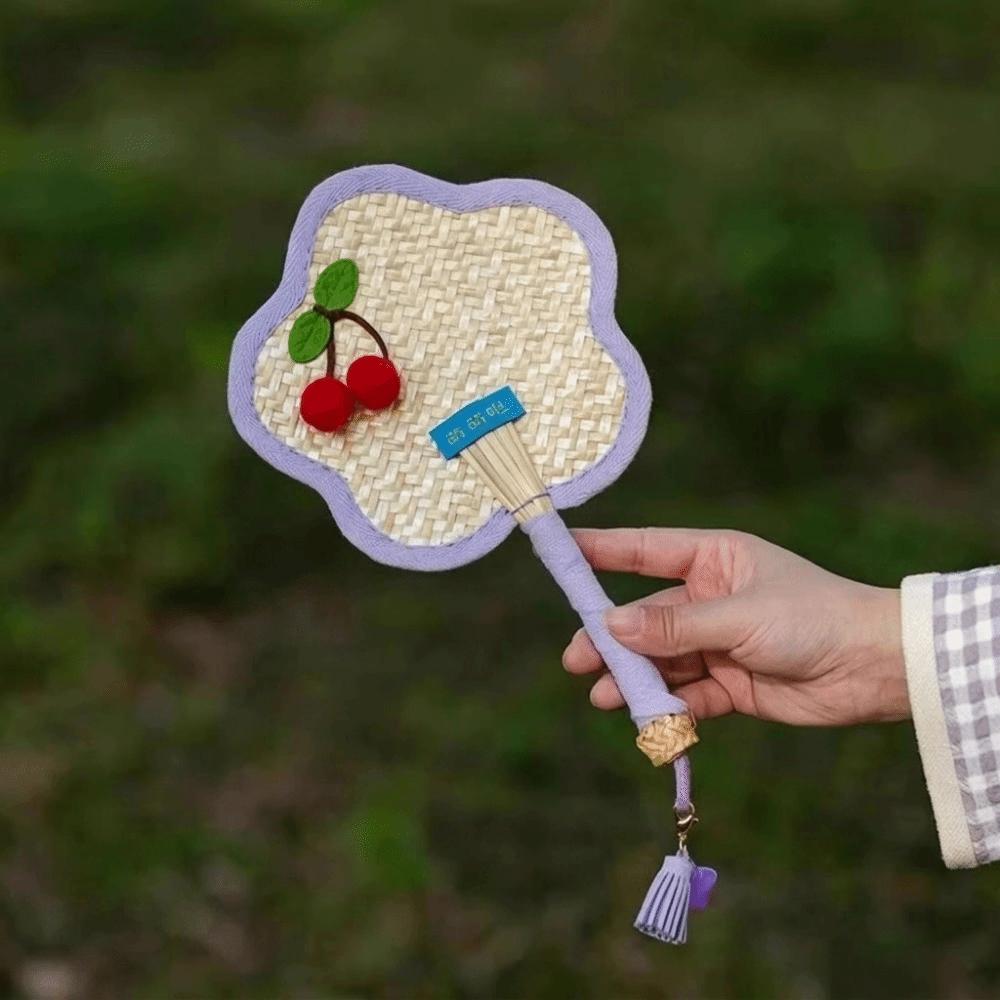 Vintage Portable Fan Flower Shaped Cooling Fan Creative Straw Fan  Home Decor