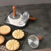 Wooden Handle Zinc Zinc Zinc Alloy Biscuit Mold Hand Press Biscuit Embossing Stamp Mold Cake