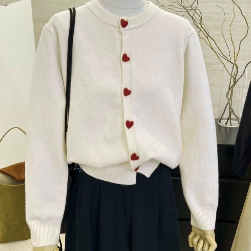 Women S Korean Style Round Neck Long Sleeve Knit Cardigan Sweater