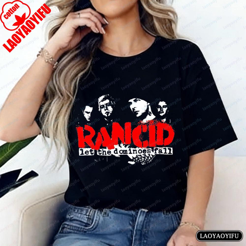 Let The Dominoes Fall Print TShirt Rancid Fan Unisex Tops Punk Lover Cotton Tee Vintage Classic Band Rock Women Unisex Streetwear