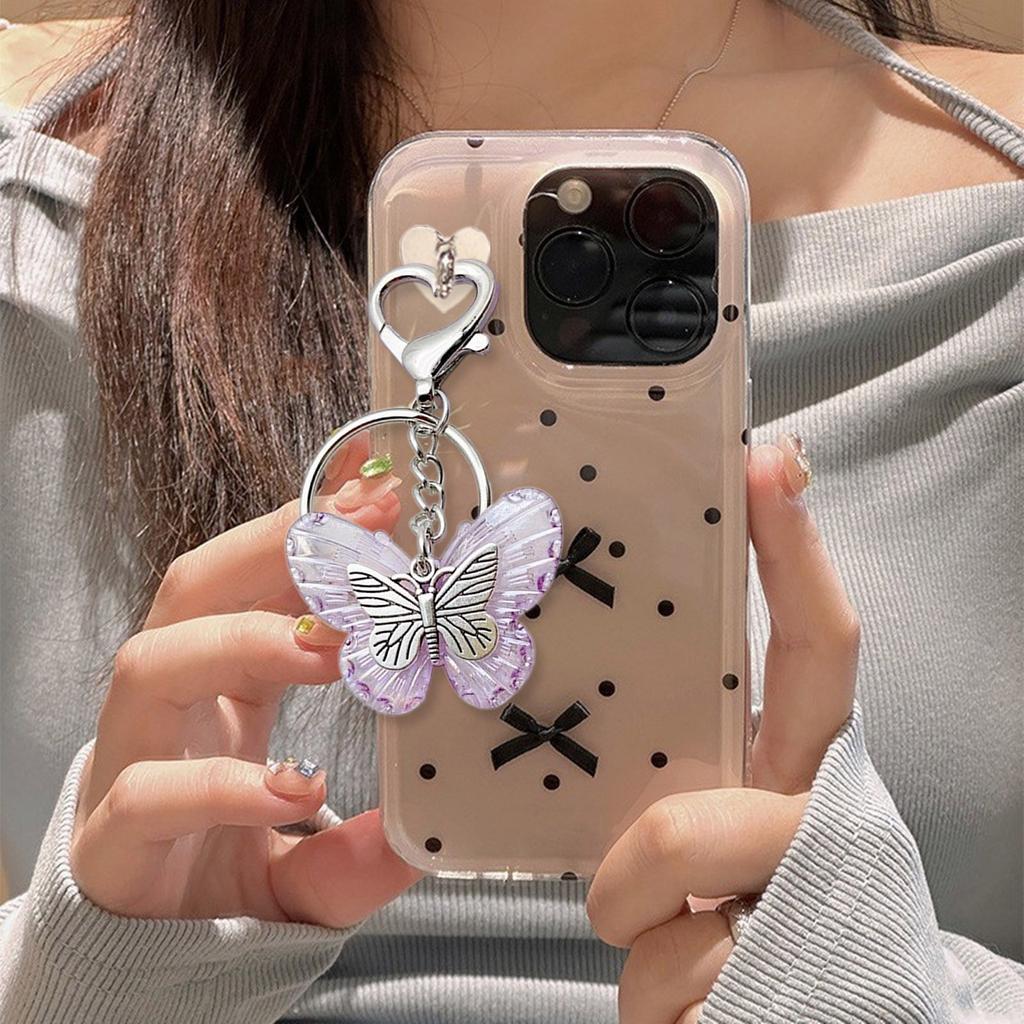 Elegant Butterfly Shaped Keychain Colorful Key Charm Transparent Butterfly Keyring Handbag Decoration for Women Girl