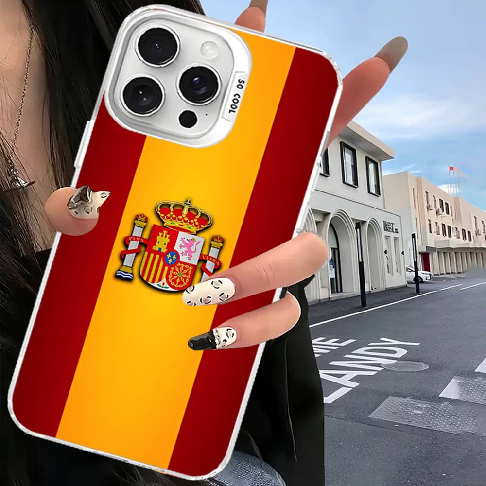 Чехол для телефона Флаг Испании Для iPhone 16 15 14 13 12 11 Pro Max Матовый Ударопрочный Задняя крышка Противоударный Матовый чехол