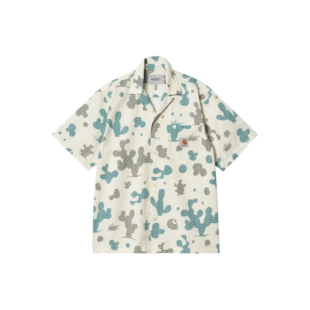 Carhartt WIP SS24 Серия окрашенных изделий Рубашка с коротким рукавом Opus Свободный крой Принт по всей поверхности Рубашка на пуговицах Мужские рубашки Восково-белый I033069-26T-XX