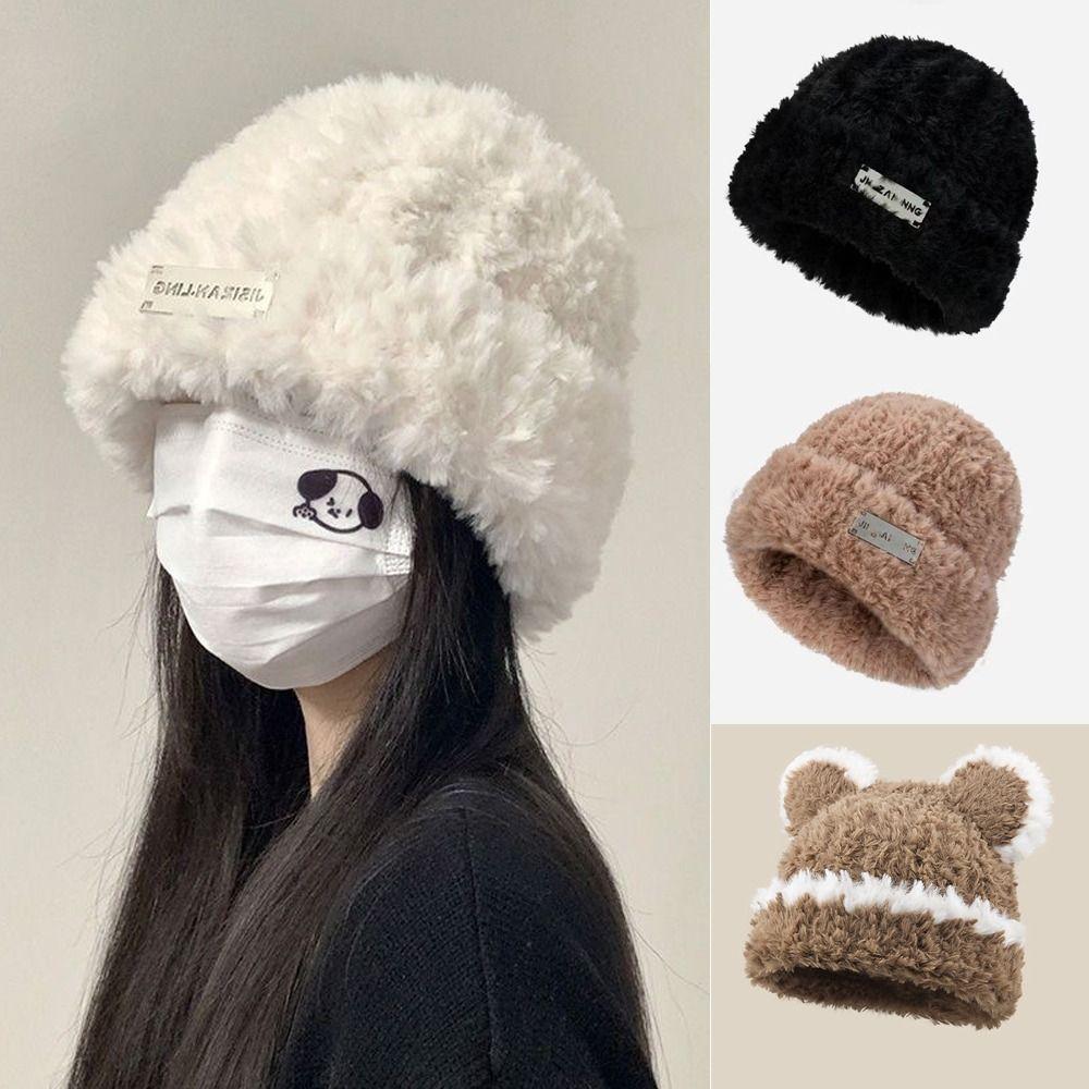 Coldproof Plush Winter Hat Soft Warm Beanie Hats Casual Ear Protection Cold Cap  Riding