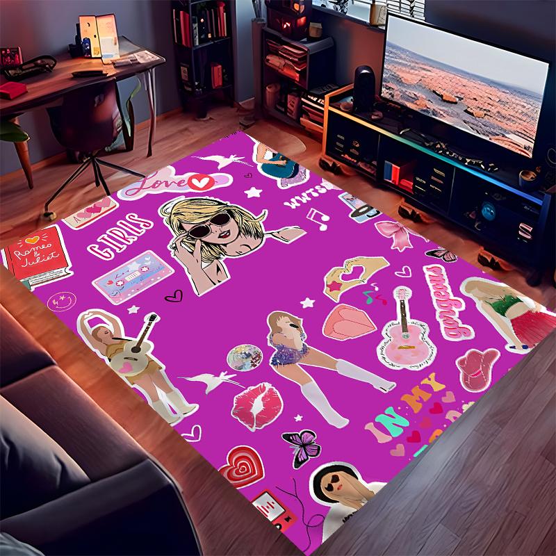 1pc Taylor Swift Print Area Rug - Soft,Washable Non-Slip Indoor Mat for Office Chairs,Living Room,Home Office Decorative Rug