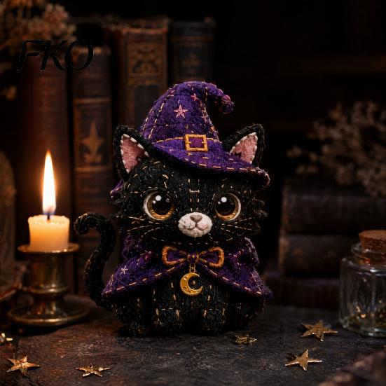 Animal Patchwork Craft Halloween Friends Kit, DIY Sewing Make 4 Kit Adorable Characters, for Beginners Handmade Gift Holiday Decor