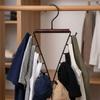 360° Rotating Metal V-Shape Hook Wood Handle Laundry Hanger Hat Tie Scarf Rack  Accessory Storage
