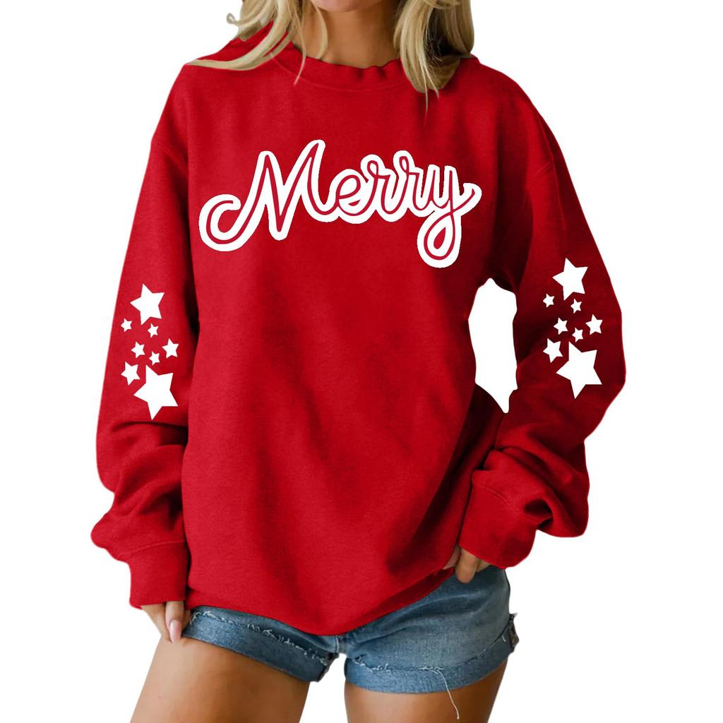 Women's Loose Comfortable Casual Fashionable Character Printing Round Neck Long Sleeved Sweatshirt