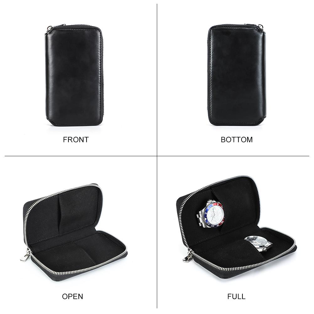 CONTACT'S FAMILY двойной чехол для часов, держатель для сумки, винтажная натуральная кожа на молнии, дорожные часы, дисплей, коробка для хранения, чехол-органайзер