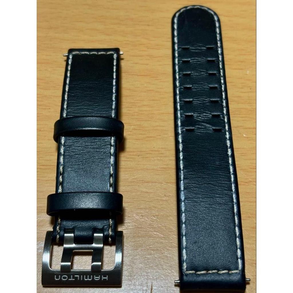 Used HAMILTON Genuine Leather Strap Black 20mm Excellent Condition