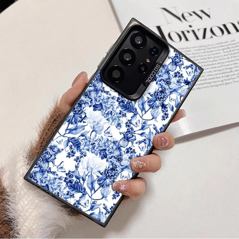 Ударопрочный чехол для телефона с узором из сине-белого фарфора для Samsung Galaxy S26 Edge S25 Ultra S24 FE S23 Plus S21 Защита от падения