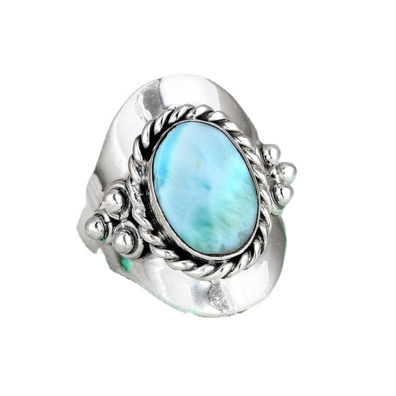 Huajie 925 Silver Bohemian Emerald Ring - European & American Style Jewelry