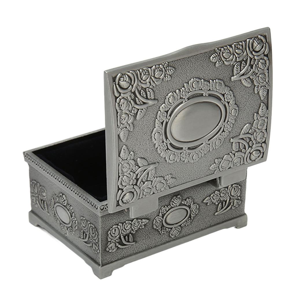 Винтажная шкатулка для украшений, не ржавеющая, устойчивая к выцветанию, из цинкового сплава, с мягким бархатом, декоративная, для сокровищ и безделушек