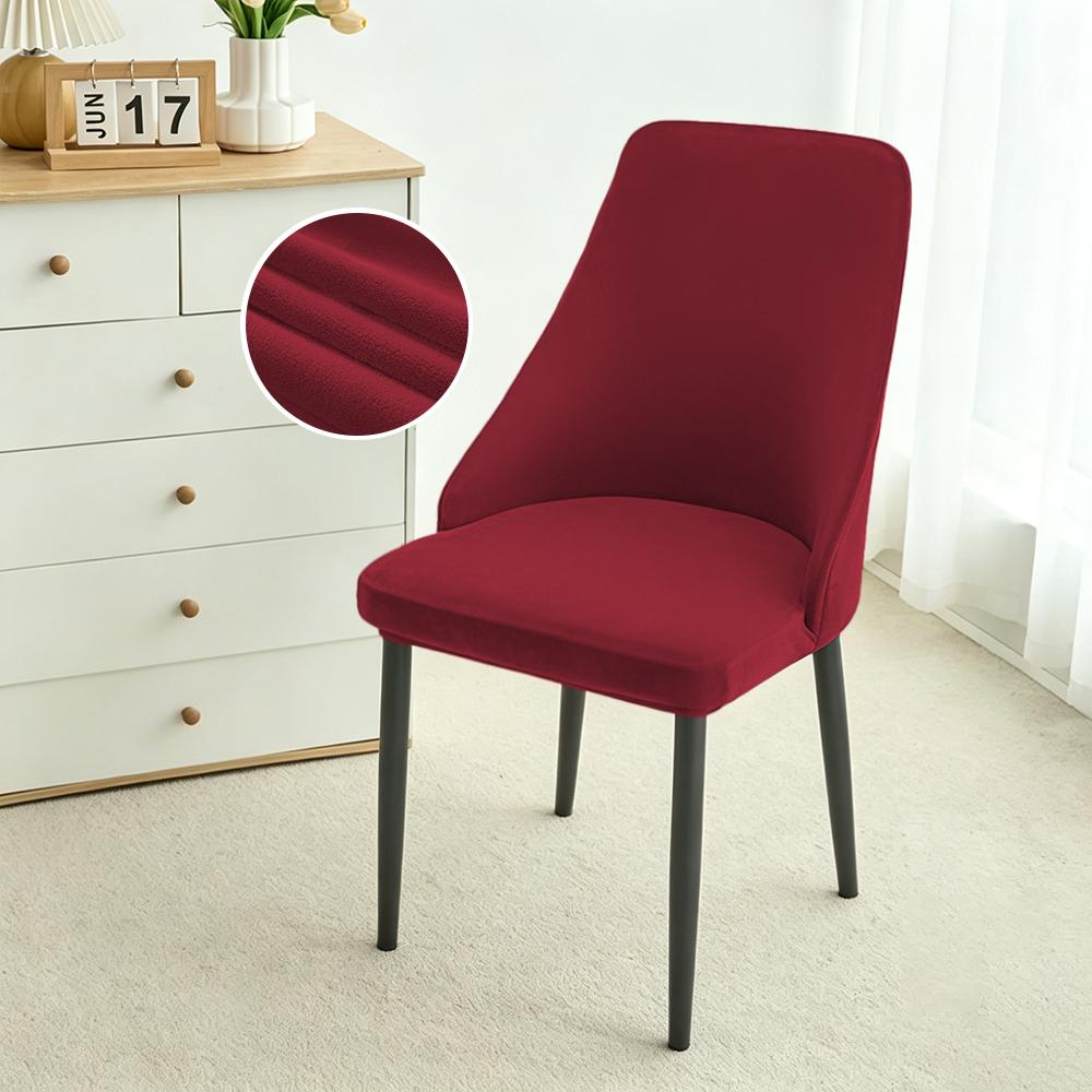Velvet Soft Dining Chair Covers Stretch Curved Small Armchair Covers Solid Color Chair Slipcovers Seat Cover for Home Wedding