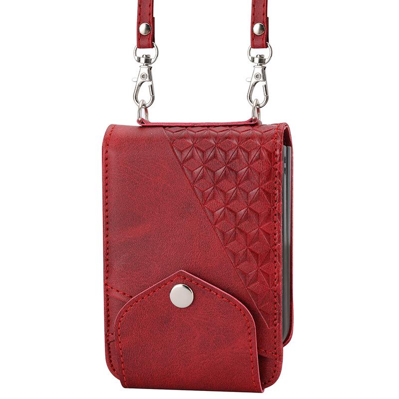 Samsung Z Flip Leather Case, Calf Pattern Full Coverage for Z Flip5, 4, 3.