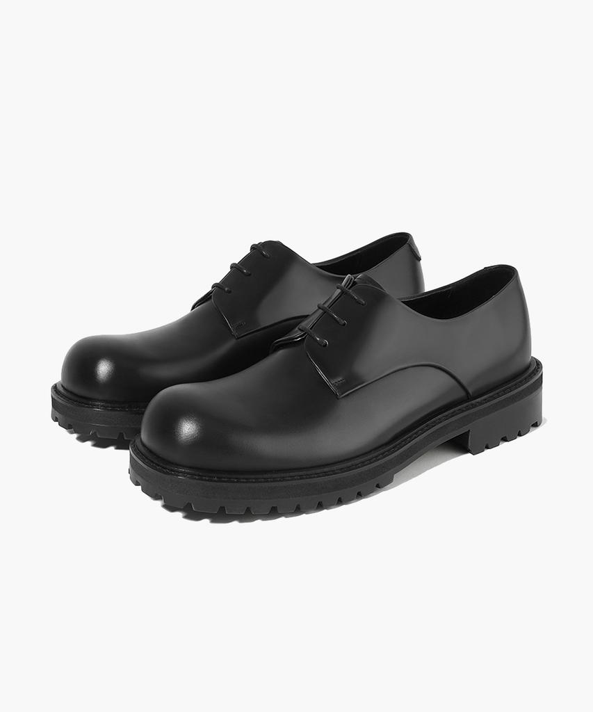 Firenze Atelier [Vibram] Объемный носок Скрытый шов Pull-Up Кожа 3-дырочный Дерби 1090 [Сияющий черный]