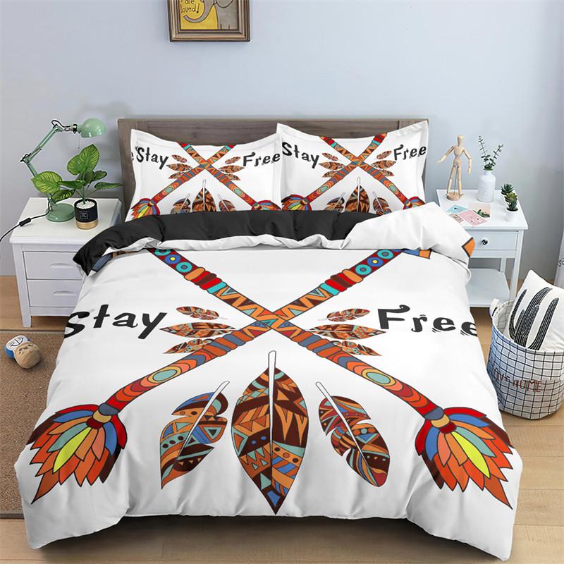 Dreamcatcher Duvet Cover Microfiber Feather Bedding Set Single Twin King For Girl Teen Adult Bedroom Geometric White Quilt Cover