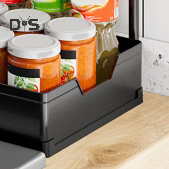 Выдвижная полка для хранения кухонного шкафа, органайзер под раковиной, большая вместимость, 2 уровня, Г-образная, простая установка, органайзер для хранения