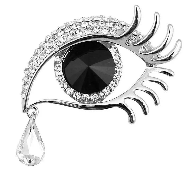 Модная плачущая большеглазая хрустальная брошь с бриллиантовыми ресницами, цветами на глазу и груди, УНИСЕКС, Аксессуары к вечерним платьям