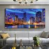 Большой размер, современная городская ночная сцена, холст, картина, настенная живопись, пейзаж, отражение, постеры и принты для гостиной, домашний декор