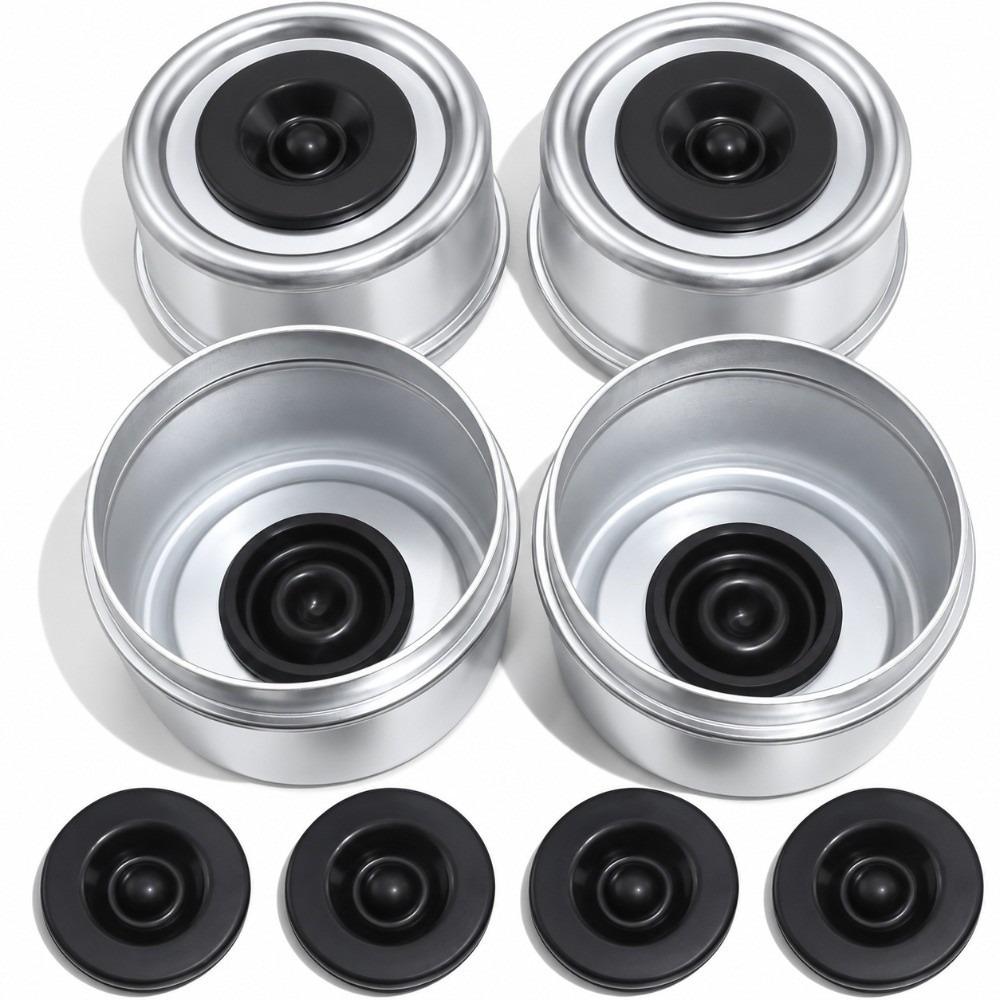 4PCS with Rubber Plug Trailer Hub Dust Cap Heavy Duty Wheel Bearing Dust Cap Camper RV