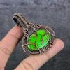 Copper Green Turquoise Handmade Copper Wire Wrap Jewelry Pendant 2.56" u1U41