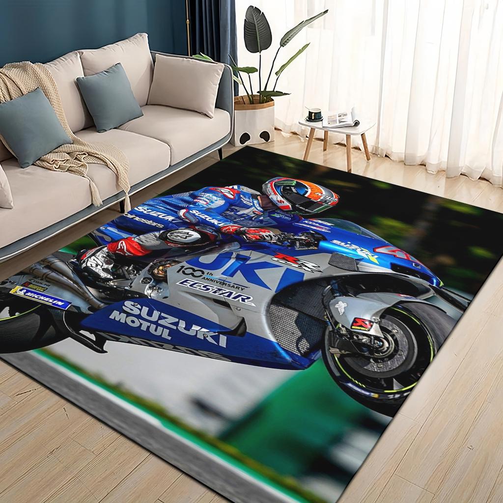3D Гоночный автомобиль Логотип S-SUZUKI Мотоциклетный ковер для гостиной спальни домашнего дивана, Детский игровой нескользящий коврик для пола