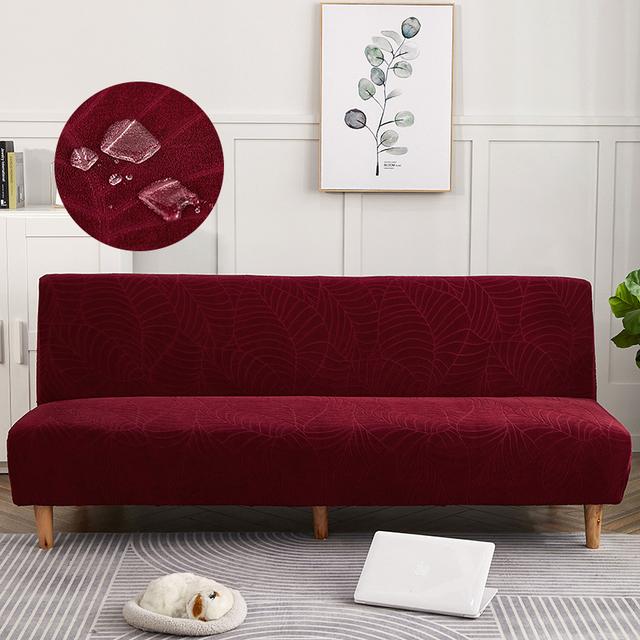 Waterproof Sofa Bed Cover Armless Folding Sofa Bench Solid Stretch High Elastic Thick Sofa Cover Without Armrest Universal Size