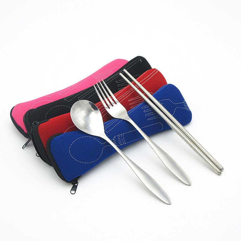 Travel Cutlery Bag Portable Knife Fork 1Pc Zipper Fashion Soft Chopsticks Bag