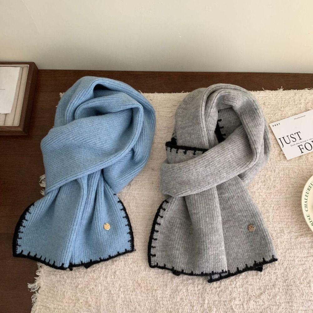 Color Matching Knit Scarf Cold-proof Neck Warmer Luxury Skiing Motorcycle Scarf  Women Men