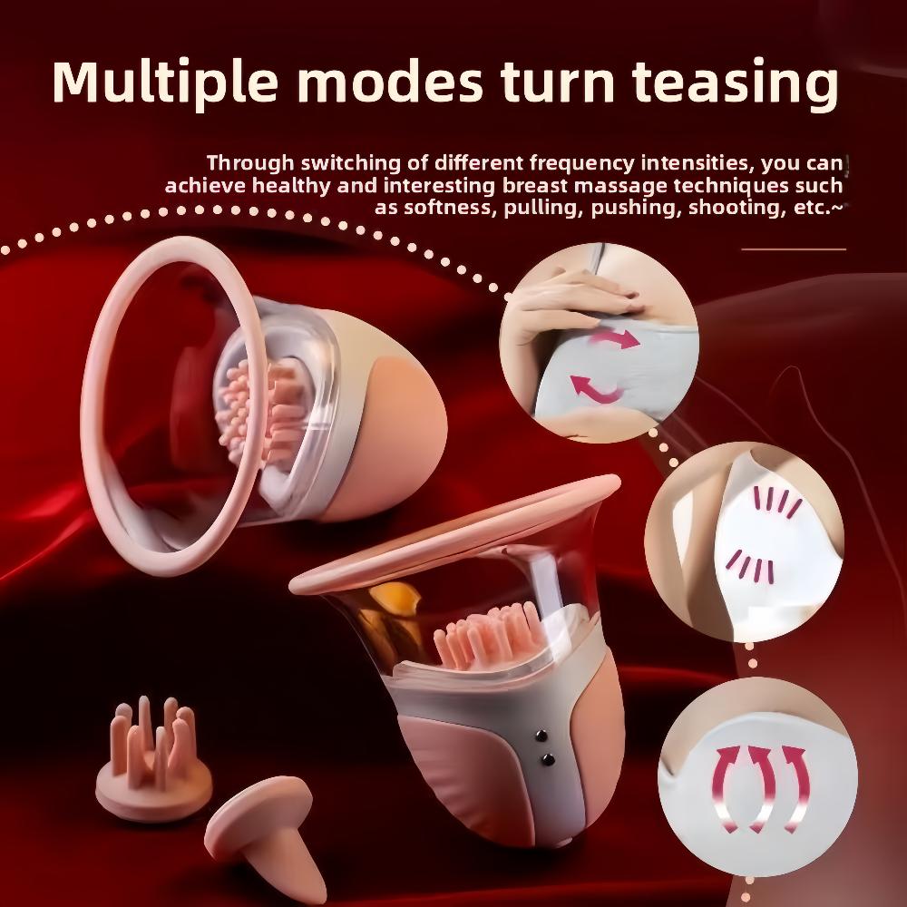 Вакуумный вибратор для увеличения груди, вращающийся, с функцией лизания языком, вакуумный насос, массажер для груди, стимулятор сосков, мастурбатор, секс