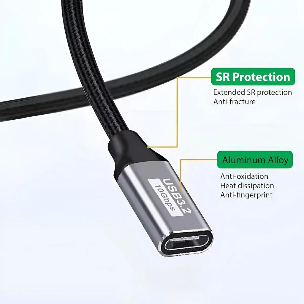 3м Алюминиевый сплав Type-C Папа на Маму Удлинительный кабель USB3.1 Gen2 Кабель данных Поддержка видео 4K/60 Гц Передача данных 10 Гбит/с